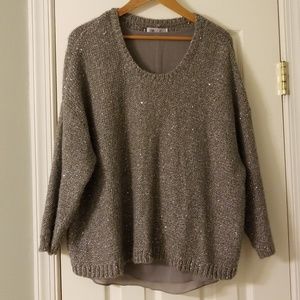 Jennifer Lopez Gray Metalic Sweater